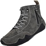 GJUYC Chelsea Boots Mens Leather Shoes For Men High Top Sneakers Casual Handmade Work Men's Gray Size 9.5 Man Shoe