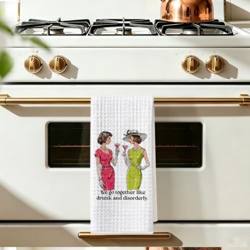 Image of Hanamiya Na Funny Kitchen Towels, Reusable Microfiber Durable Tea Towels for Kitchen Home Bathroom Farmhouse Decor, Funny Waffle Weave Dish Drying Towel, Ladies Gifts for Women Friend Mom, 24x14 Inch
