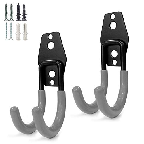 2 Pack Garage Storage Utility Hooks，Garage Garden Tool Organizer，Steel Wall Mount Hooks, Garden Small U Hooks (Black) (Type O-Gray) #TOP7