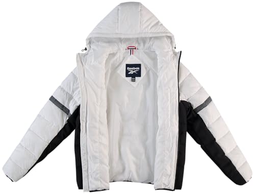 Image of Reebok Mens Winter Jacket - Water Resistant Heavy Puffer Coat with Hood - Quilted Insulated Warm Winter Coat for Men