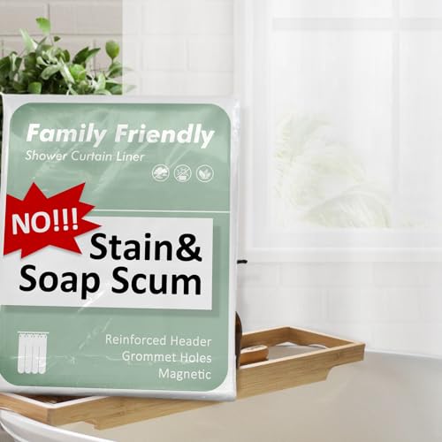 Image of Barossa Design Frosted Shower Curtain Liner - Premium PEVA Shower Liner for Bathroom, BPA & PVC Free, No Chemical Smell, Lightweight Bath Curtain with 3 Magnets, Metal Grommets - Frost, Standard Size