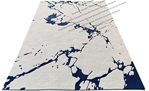 Image of Cracks Carpet for Living Room Size 6x8 Feet (180x240 cm) Color Ivory Blue