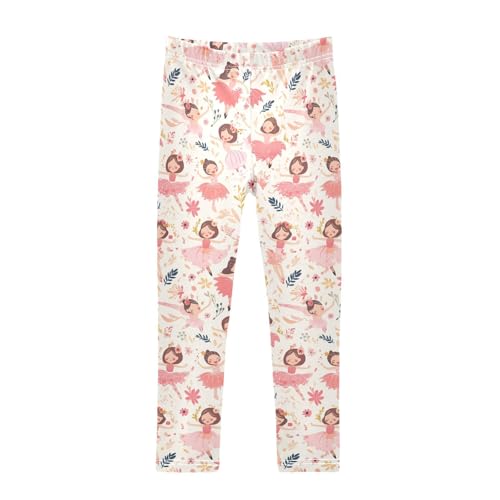 KLL Seamless Pattern Cute Ballerina Toddler Girl Athletic Leggings Stretch High Waisted Leg Yoga Pants Gym