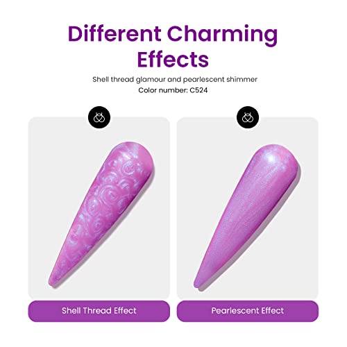 Image of Beetles Purple Gel Nail Polish, 6 Colors Glitter Hot Pink Gel Nail Polish Kit Pink Black Shimmer Soak Off Uv Gel Polish Set Dreamy Swirl Thread Effect DIY Manicure Gift for Women