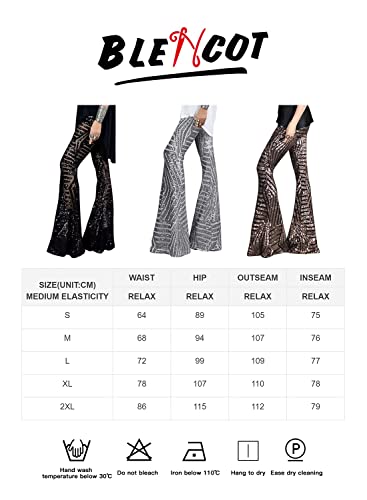 Blencot Bell Bottoms For Women High Waisted Wide Leg Palazzo Pants Bling Sequin Flared Trousers Red M #TOP5