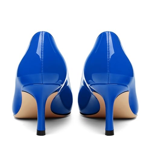 Image of Women Pointed Closed Toe 2.5 Inch Kitten Heel Slip On Pumps | Elegant Comfort Formal Dress Footwear, Versatile Ladies Shoes For Office Wedding Party Evening Daily Occasions