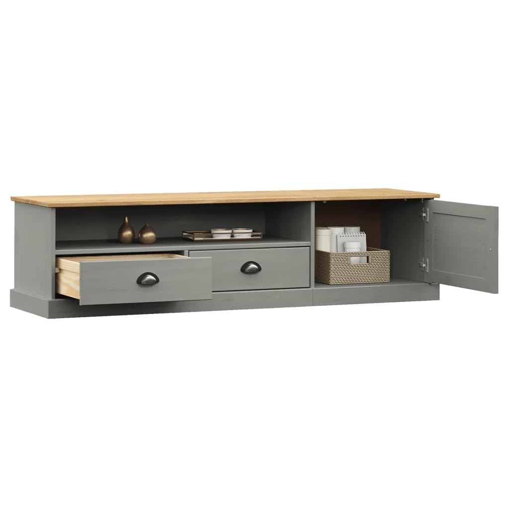 Mobile libreria e porta tv Mobile camera Mobile Porta TV VIGO Grigio 156x40x40 cm Legno Massello di Pino