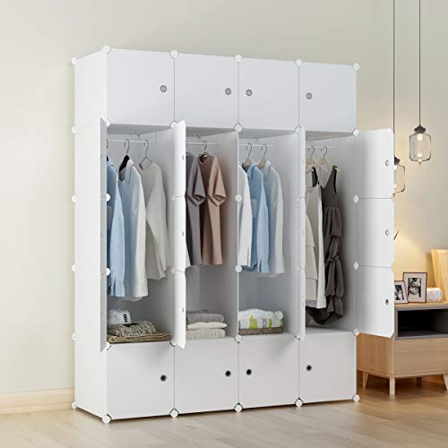 KOUSI Large Cube Storage - 14\"x18\" Depth Cube (20 Cubes) Organizer Shelves Clothes Dresser Closet Storage Organizer Cabinet Shelving Bookshelf Toy Organizer, White