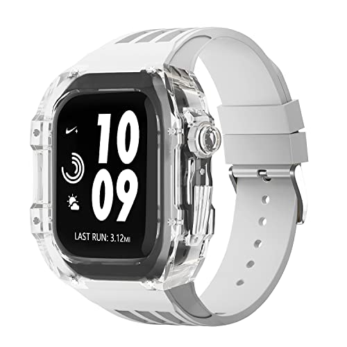 Bracelet Apple Watch 45mm caoutchouc SCHIK transparent pour vos séances de sport en ville