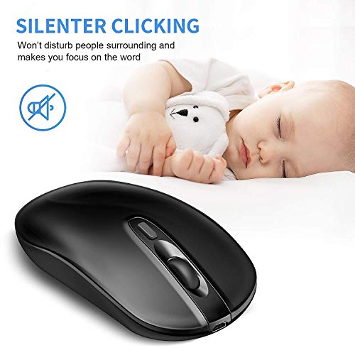 Image of cimetech Dual Mode (BT 5.1+2.4G) Rechargeable Wireless Mouse, Ambidextrous Ergonomic Mouse for Tablet, Laptop, PC, Windows Mac Android OS - Black