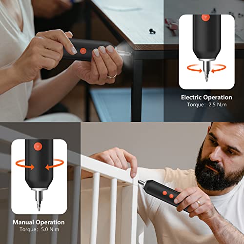 Electric Screwdriver Cordless, Power Screwdriver Set, Includes 5V Cordless Screwdriver Rechargeable With Led Lights, 20Pcs Household Bits, Usb-C Charging Cable, Magnetizer, Extension Rod, Manual #TOP5