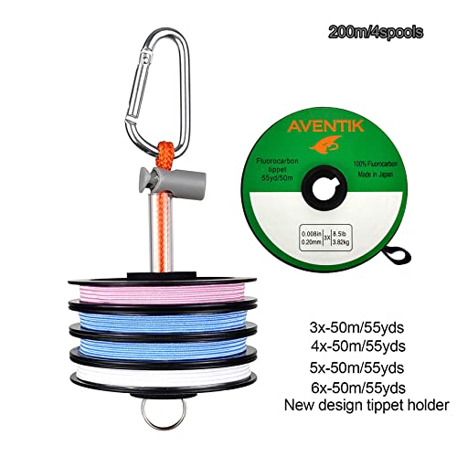 Fly Fishing Tippet Leaders Fluorocarbon Fishing Line Invisible Fly Fishing Bass Fishing Carp Fishing Saltwater Fishing Line (3X+4X+5X+6X+Tippet Holder-50M) #TOP1