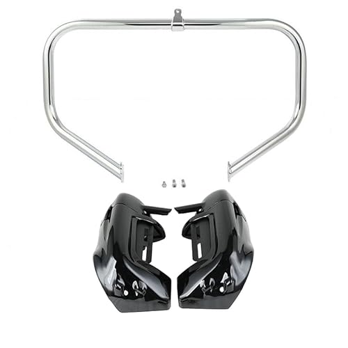 TCT-MOTORPARTS Vivid Black Lower Vented Leg Fairing & Guard Bar Fit For Harley Road King Glide Electra Glide Ultra Classic FLHTCU 2009-2013