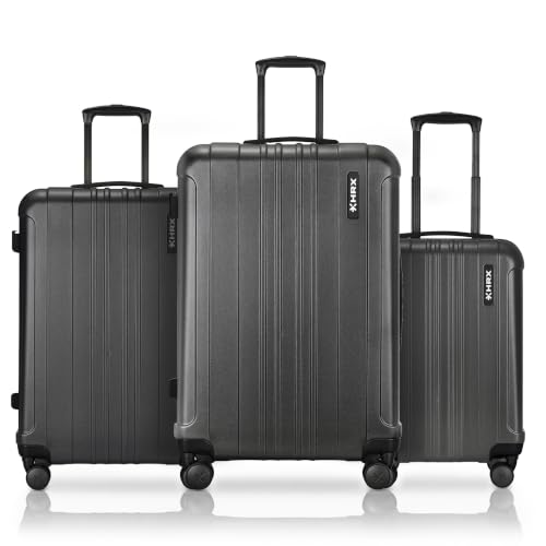 Image of HRX Force 3-Piece Luggage Set Charcoal Grey Polycarbonate Hard Shell Suitcase Set - Premium Travel Trolley Bags with 8 Spinner Wheels, Number Lock & Water Resistant Body