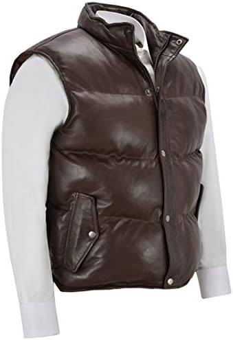 Men's Puffer Leather Waistcoat Padded 