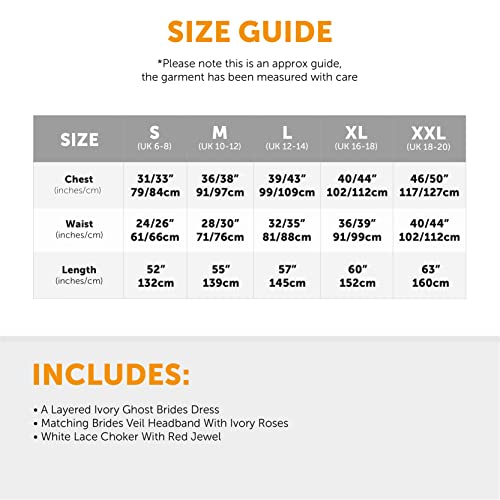 Ladies Ghost Bride Fancy Dress Costume - X-Large - Halloween Corpse Bride Costume Ragged White Wedding Dress - Perfect for Halloween or Horror Themed Parties - Image 5