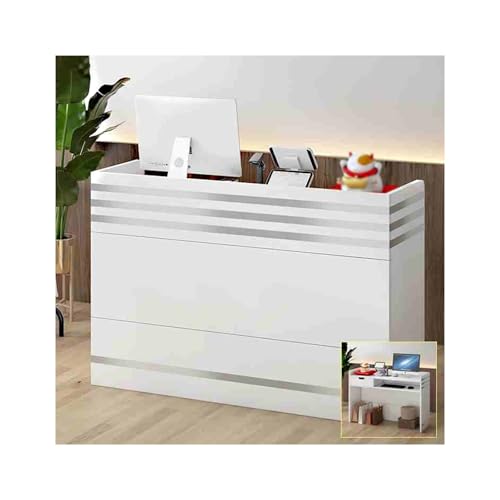 Mostrador de recepción moderno rectangular para tiendas con armario y llave