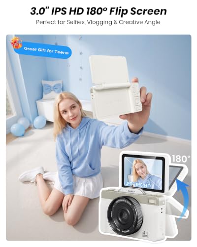 IKUCAM 4K Digital Camera 64MP WiFi 3''180°Flip Screen Autofocus 16X Zoom | Compact Cameras for Photography Beginners Teens Travel, Point and Shoot Vlogging Camera with 32GB SD Card - image 6