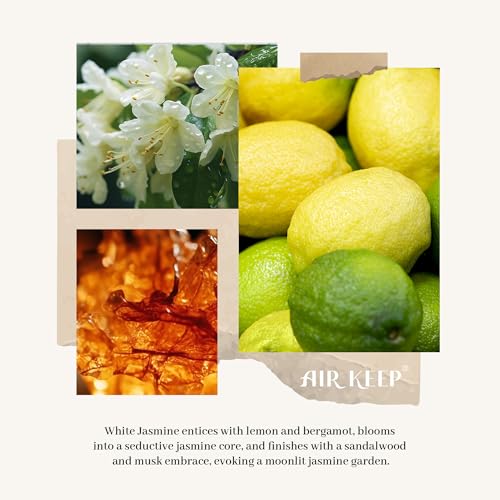 Image of Airkeep Reed Diffuser Set,6.76 fl oz (200 ml) - White Jasmine Oil Diffusers with 8 Reed Sticks, Home Fragrance Reed Diffuser for Bathroom Shelf Decor