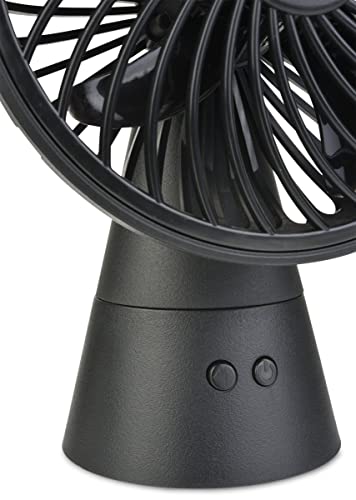 Treva 5 Inch Rechargeable Oscillating Fan with USB Charging Port, 3 Speed Circular Cooling Design, Portable Fan with 60 Degrees of Range for Home or Travel