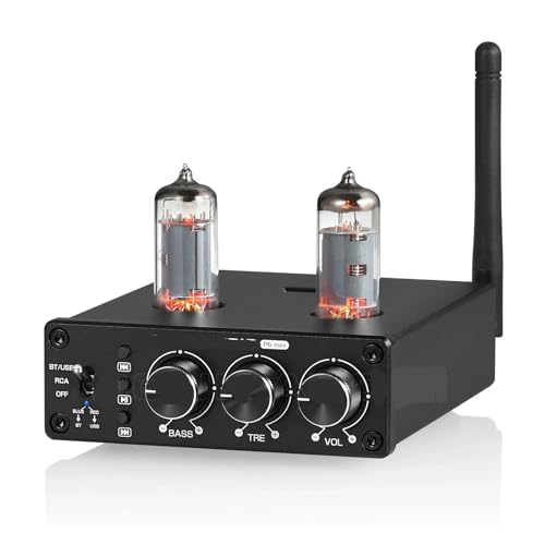 Mini Vacuum Tube Preamplifier HiFi 5.0 Stereo Audio Preamplifier U Player with Treble and Bass Control