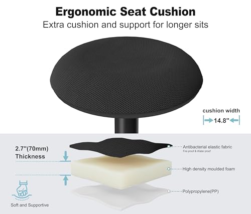 Image of Adult Wobble Stool - Anti-Fatigue Standing Desk Stool with 360 Rocking Non-Slip Curved Base, Height Adjustable 22-32 Inch Standing Chair for Home & Office,Faux Marble