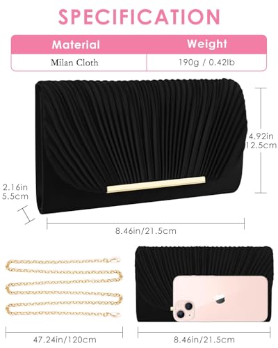 TINDTOP Clutch Purses for Women Evening Handbags for Formal Wedding Party Cocktail Prom Crossbody Shoulder Envelope Bag - Image 3