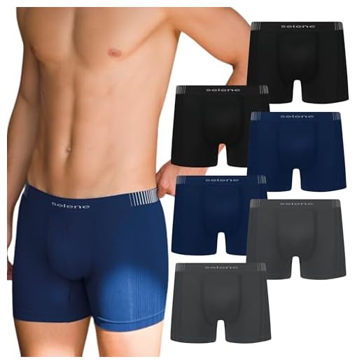 Kit 6 Cueca Boxer Sem Costura Selene Microfibra Box Masculina Adulto | 2 Pretos - 2 Marinho - 2 Chumbo | G