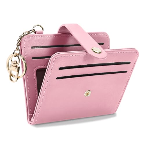 Image of Airkit Small Wallet Women RFID, PU Leather Card Holder with Keychain | Slim Compact Zipper Coin Purse for Ladies, Travel Holiday Gifts for Mom, Cute Mini Bifold Wallets