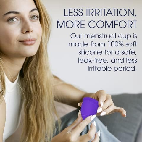 Miniatura 3 de June Copa menstrual (suave, transparente, grande, 1 unidad)  Vaso de silicona suave reutilizable para una protección cómoda y a prueba de fugas