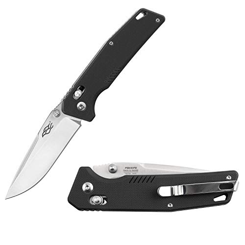 GANZO Firebird F7601 Pocket Folding Knife 440C Stainless Steel Blade G-10 Anti-Slip Handle with Clip Hunting Gear Fishing Camping Folder Outdoor EDC Knife (Black)