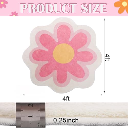 Tapete redondo de flores Tinideya 122 cm rosa antideslizante miniatura 2