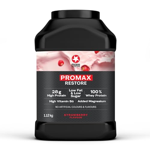Maximuscle Promax Restore Whey Concentrate Protein Powder for Muscle Growth and Development, Strawberry, 1.12 kg - 32 Servings