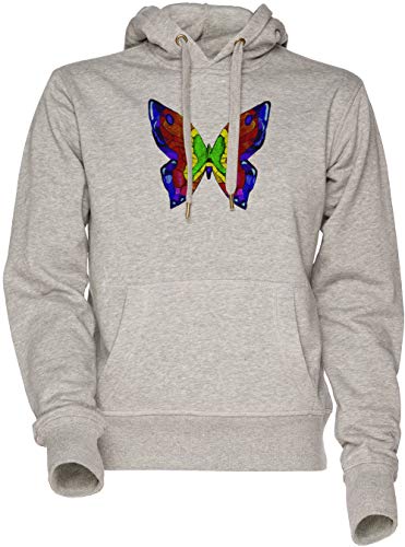 Sweat à capuche gris unisexe homme femme hoodie chaud imprimé papillon décontracté en coton