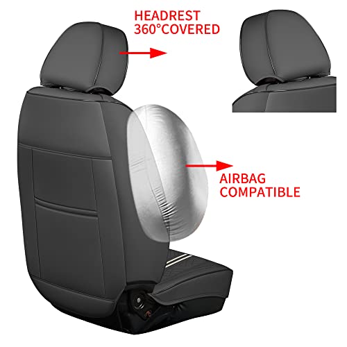 Image of GXT Deluxe Faux Leather Full Coverage Car Seat Cover Anti-Slip Universal Fits for Sedans SUV Pick-up Truck with Headrests,Interior Accessories(Dark Grey)
