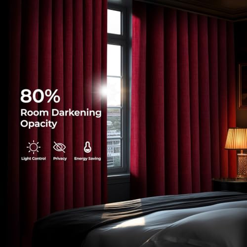 Image of HPD Half Price Drapes Grommet Linen Curtains 120 Inches Long Room Darkening Curtains for Bedroom & Living Room (1 Panel), 50W x 120L, Cardinal