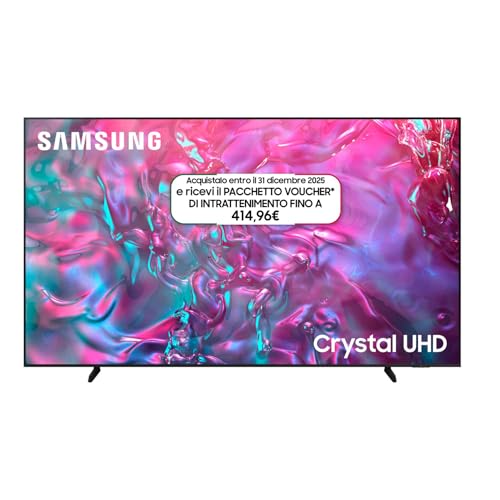 Televisore in offerta Samsung Smart TV 98' UE98DU9070UXZT, Crystal UHD 4K, Motion Xcelerator 120Hz, Airslim Design, DVBT-2, Q-Symphony & Adaptive Sound, Integrato con Bixby, comp con Alexa e Google Assistant, Black 2024