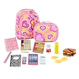 Emily Rose 18-Inch Doll School Essentials 18-Piece Set – Backpack, Lunch Box, Working Calculator & Pretend Food | Premium Back-to-School Playset Compatible with American Girl Dolls