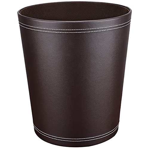 GORESE Corbeille à papier de bureau en cuir noir, design moderne, pour cuisine, salle de bain, bureau(marron)