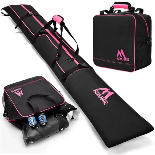 Hsmihair Ski Bag and Boot Bag Combo,Padded Ski Bag Set for Air Travel,Snow Ski Bags for...