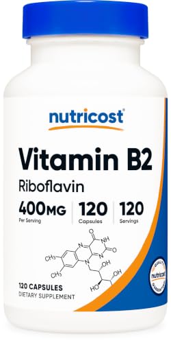 Nutricost Vitamin B2 (Riboflavin) 400mg 120 Capsules - Gluten Free Non-GMO Energy Boost Premium Quality