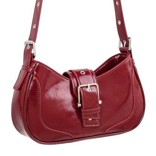 Image of Ayliss Shoulder Bag for Women Red Purse Y2k Top Handle Bag Burgundy Purse Vegan Leather Tote Handbag Clutch Hobo Studded | Purse