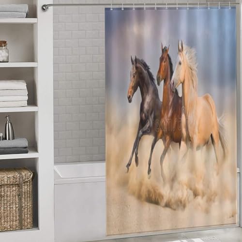 Rideau de douche cheval en polyester imperméable 140x183cm pour salle de bain - 2
