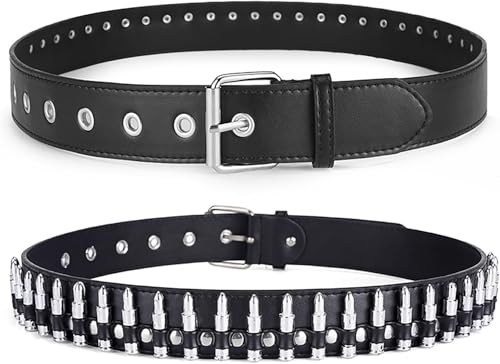 Gothic Studded Genuine Leather Belts Punk Metal Waist Belt for Halloween Cosplay3