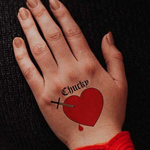 Bride Of Chucky Heart (3-Pack) Plus Tiffany Heart | Halloween Costume Tattoo Kit | Skin Safe | Made In The Usa | Removable Product Name #TOP3