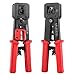 CHZHLM RJ45 Crimp Tool for Pass Through and Legacy Connectors 6P 8P Multi-Function Cable Cutter Cat5e Cat6 Crimping tool Network Wire Stripper with 50pcs Connetors and Covers Knives
