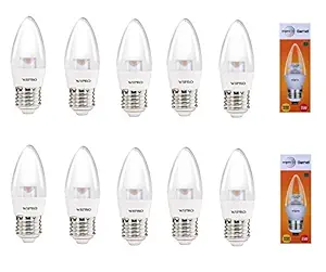 wipro Garnet Base E27 3-Watt LED Bulb (Pack of 10, Yellow)