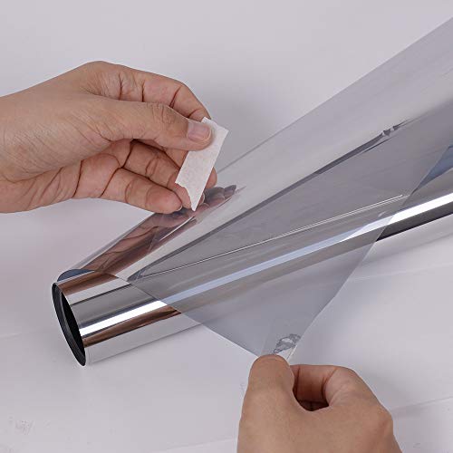 Hohofilm 17.7 Inchx78.7 Inch One Way Mirror Window Films Daytime Privacy Silver Reflective Window Tint Self-Adhesive Sun Blocking Heat Control Anti Uv For Home,Buildings thumb #1