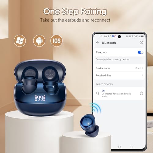 VOTAZIB Sleep Earbuds Bluetooth 5.4 in Ear Light-Weight Headphones with Sleep Mode, Small Design for Side Sleepers, Clear Calls, Sleep Earphones, Blue — view 4