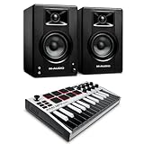 Music Production and Beat Maker Essential – USB powered MIDI controller with 25 mini MIDI keyboard velocity-sensitive keys for studio production, virtual synthesizer control and beat production Total Control of Your Production - Innovative 4-way thum...
